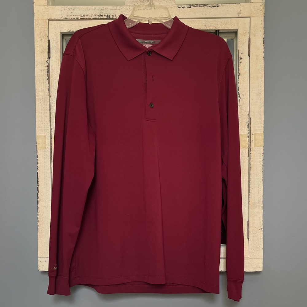 Greg Norman Collection Maroon Long Sleeve Performance Polo